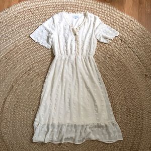 Worn Once! Cream Swiss Dot Dress Size S